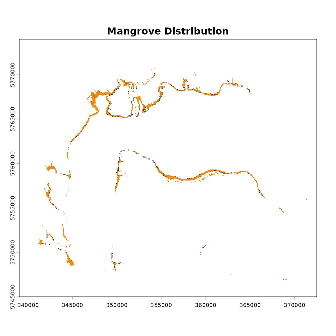 Overlay of two mangrove distribution maps